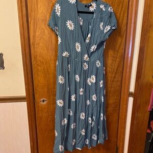 Madewell Blue Floral Midi Dress